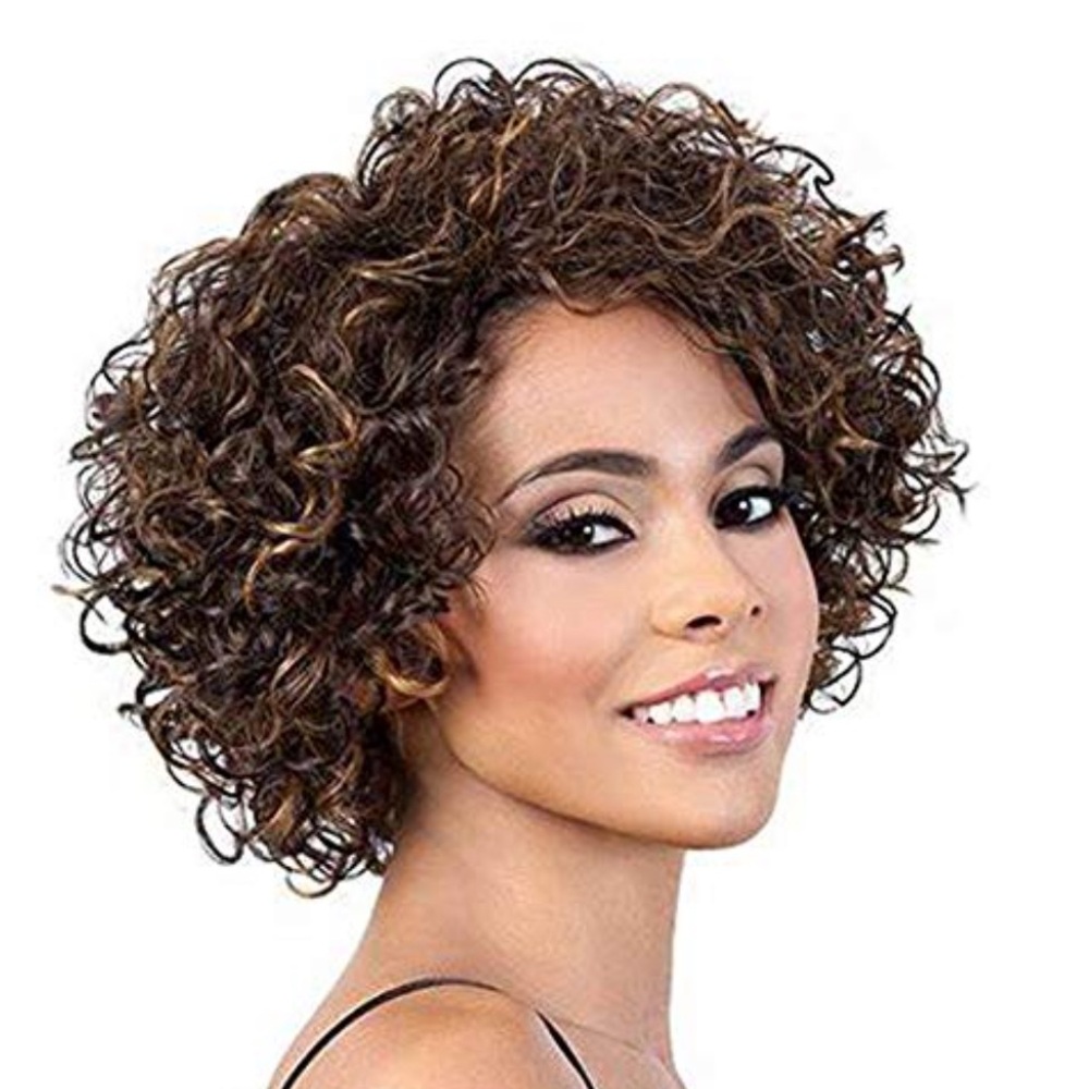 Brown Curly Hair Wig with Natural Volume